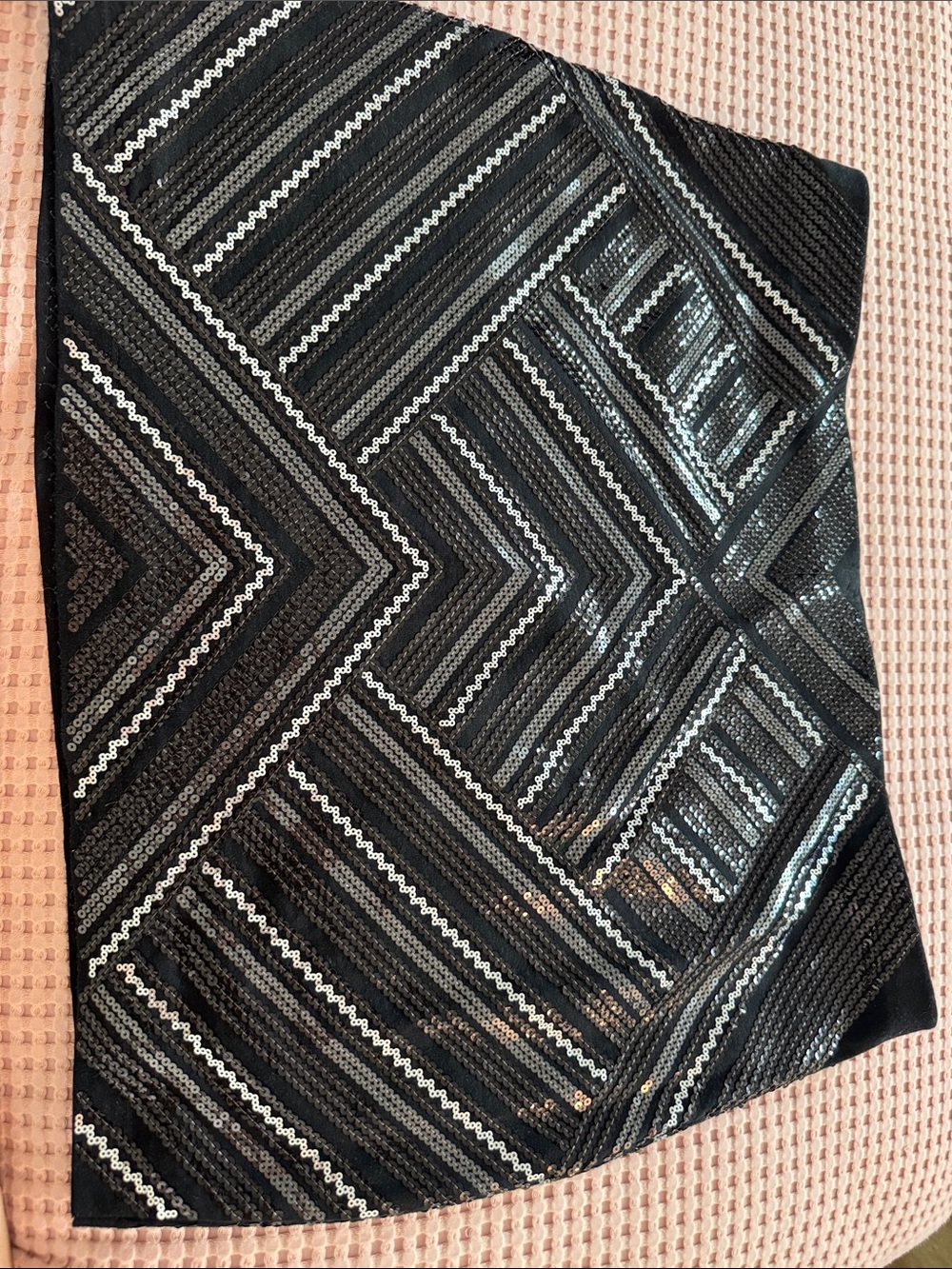 Express Black Sequin Geometric Mini Skirt